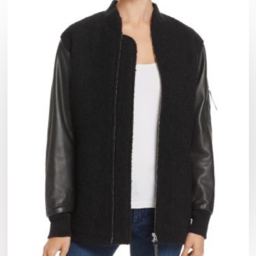 Like New T by Alexander Wang Oversized Wool Jacket w/ Leather Sleeves Women’s XS